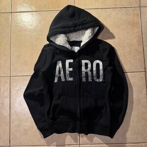 Y2k vintage black aeropostale fur hoodie Sweater Size S in Mens
